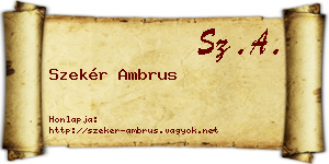 Szekér Ambrus névjegykártya
